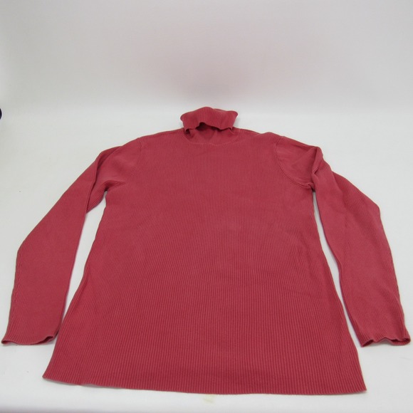 Eddie Bauer Womens Turtleneck  Ribbed Knit  Long Sleeve Top Salmon Pink Large - Picture 1 of 6
